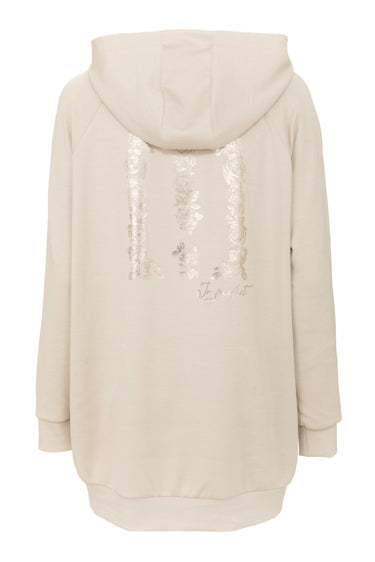 Floral Back Print Beige Hoodie for Women